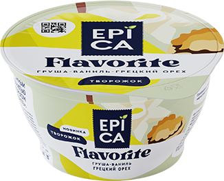 ეპიკა FLAVORITE ხაჭო მსხალი,ვანილი-ნიგოზი 8% 130 გ
