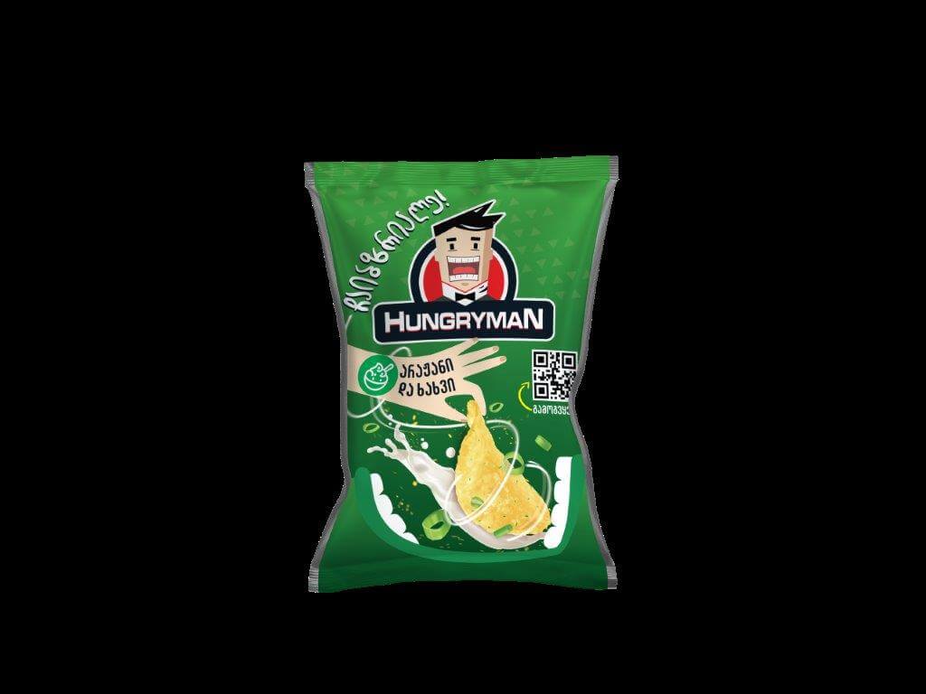 ჩიფსი HUNGRYMAN არაჟანი და ხახვი 80 გრ